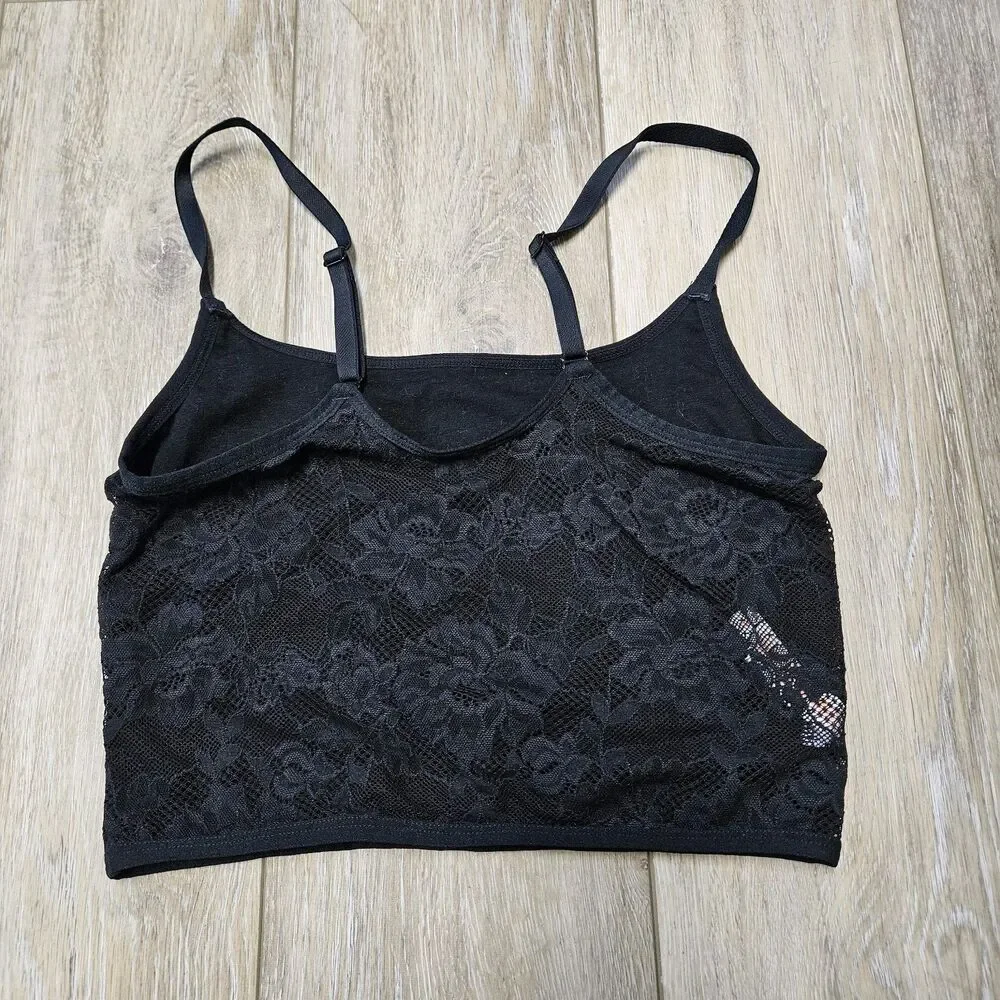 Colsie Bralette Black Floral Lace Wireless Bra Pullover Lined Corset Women's XS